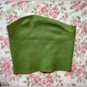 Abercrombie & Fitch Olive Off-the-Shoulder Sweater